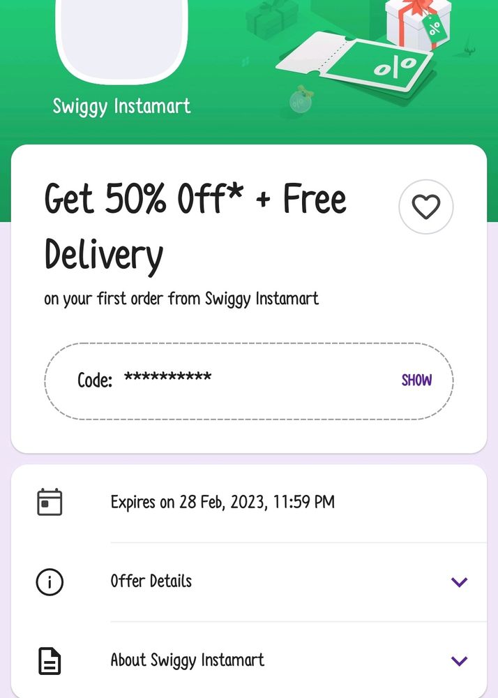 Swiggymart 50%