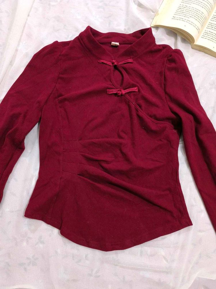 Burgundy Long Sleeve Top❤️