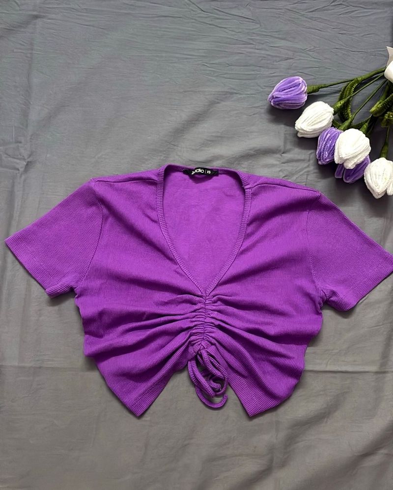 Purple Ruched Crop Top