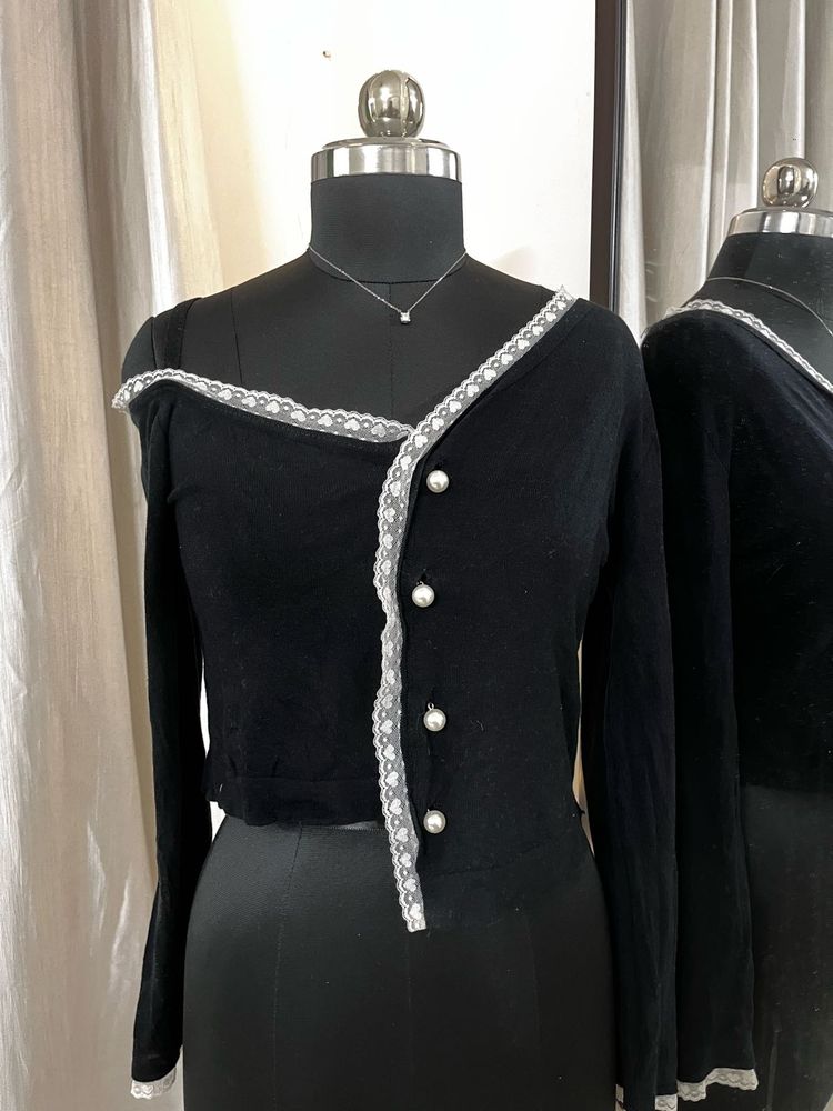 Black Korean Lace Top