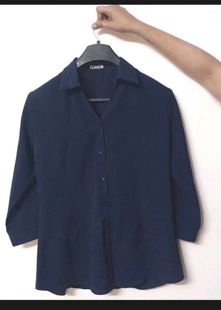 Navy Blue Button-Down Shirt
