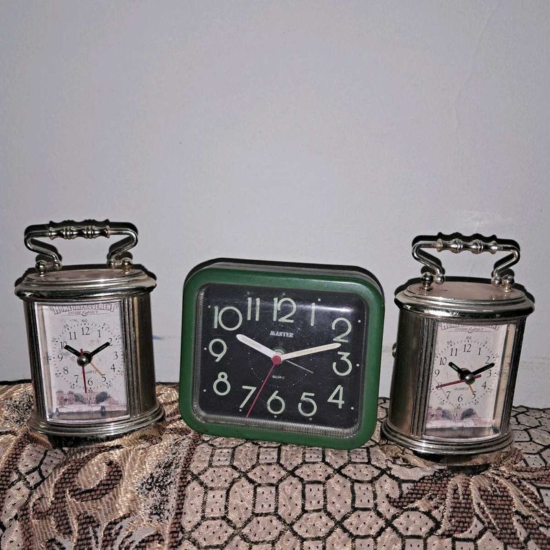 Vintage Alarm Quartz Clock SetOf3