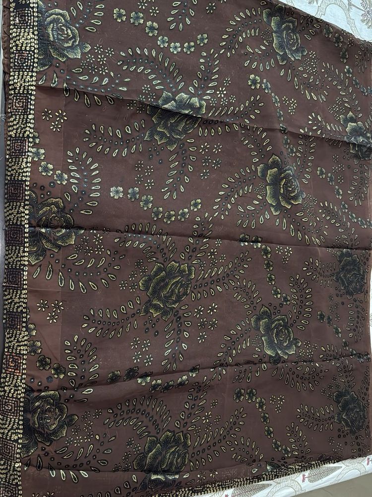 Heavy Brown Sequin Work Saree