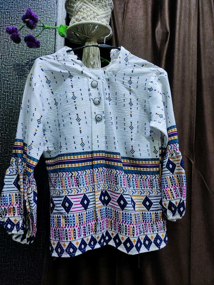 Patterned White Top