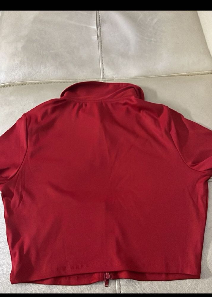 Red Jacket and black leggings