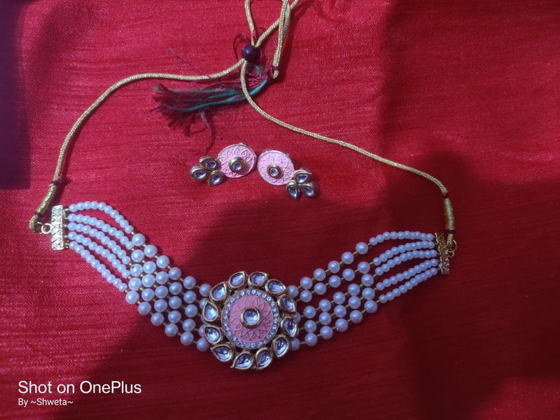 Beautiful Pearl Necklace With Earrings