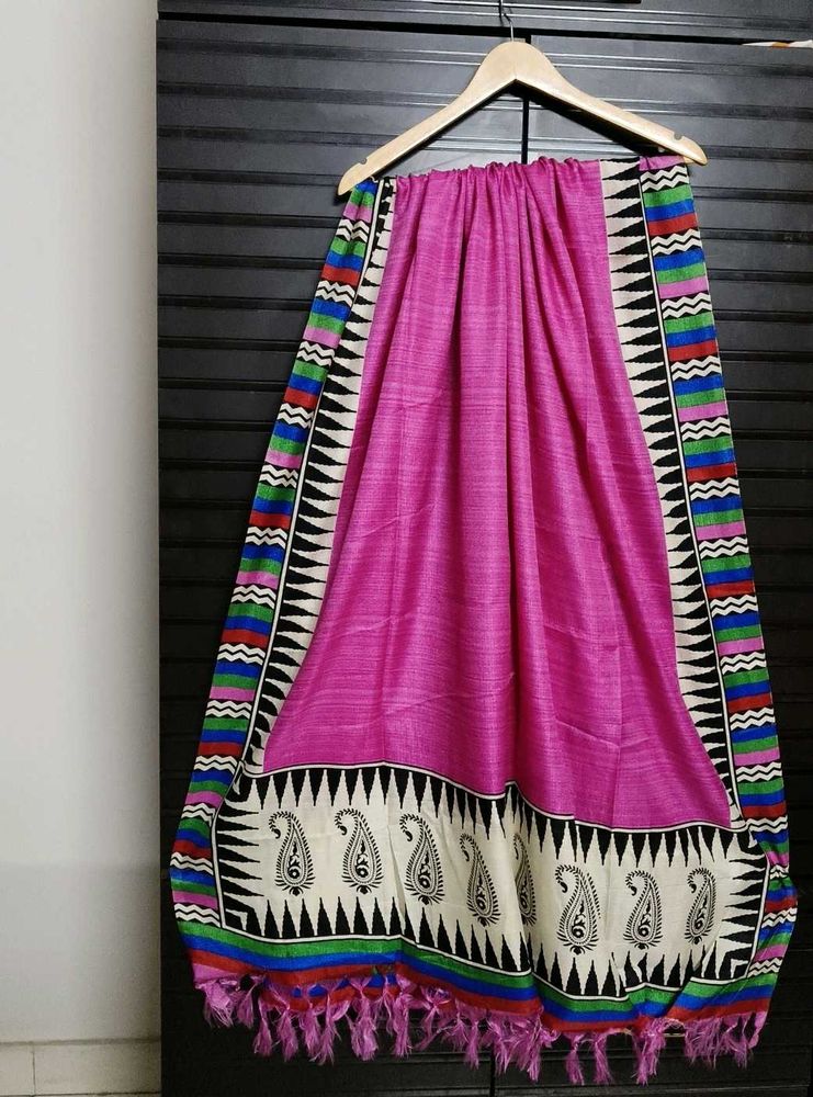 Elegant Pink Dupatta with Paisley Border