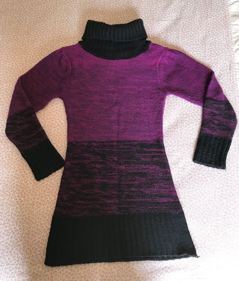 Lilliput Girls High Neck Purple Sweater 100%Cotton