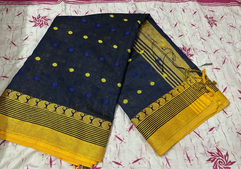 Pure Handloom Saree 💙💛
