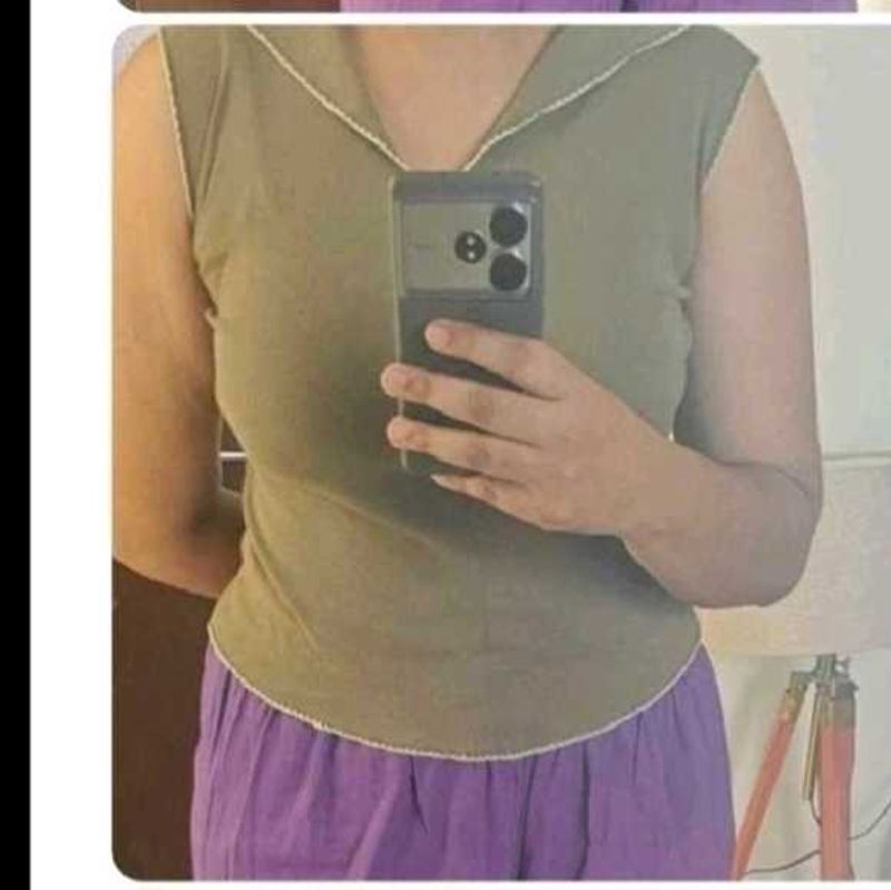 Olive Green Sleeveless Top