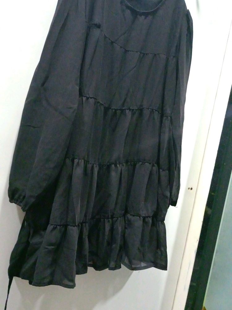Black Floral One Piece With Dori Belt