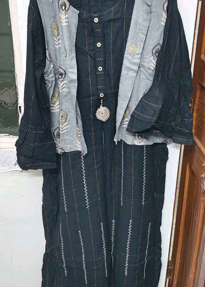 Black kurti set with jacket