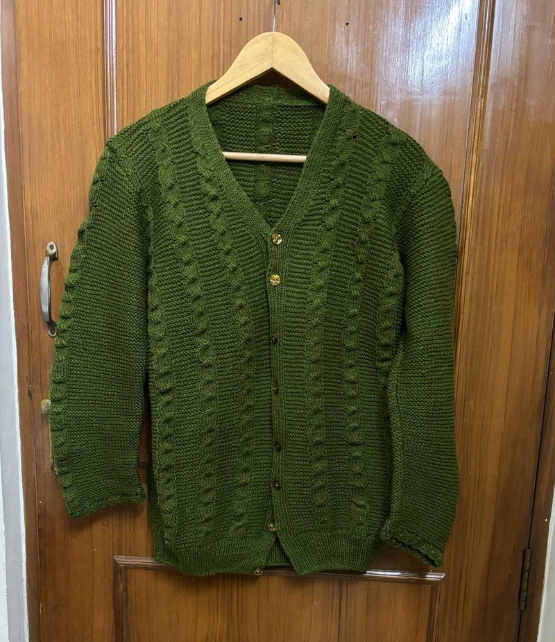 Olive Aran Knit Cardigan
