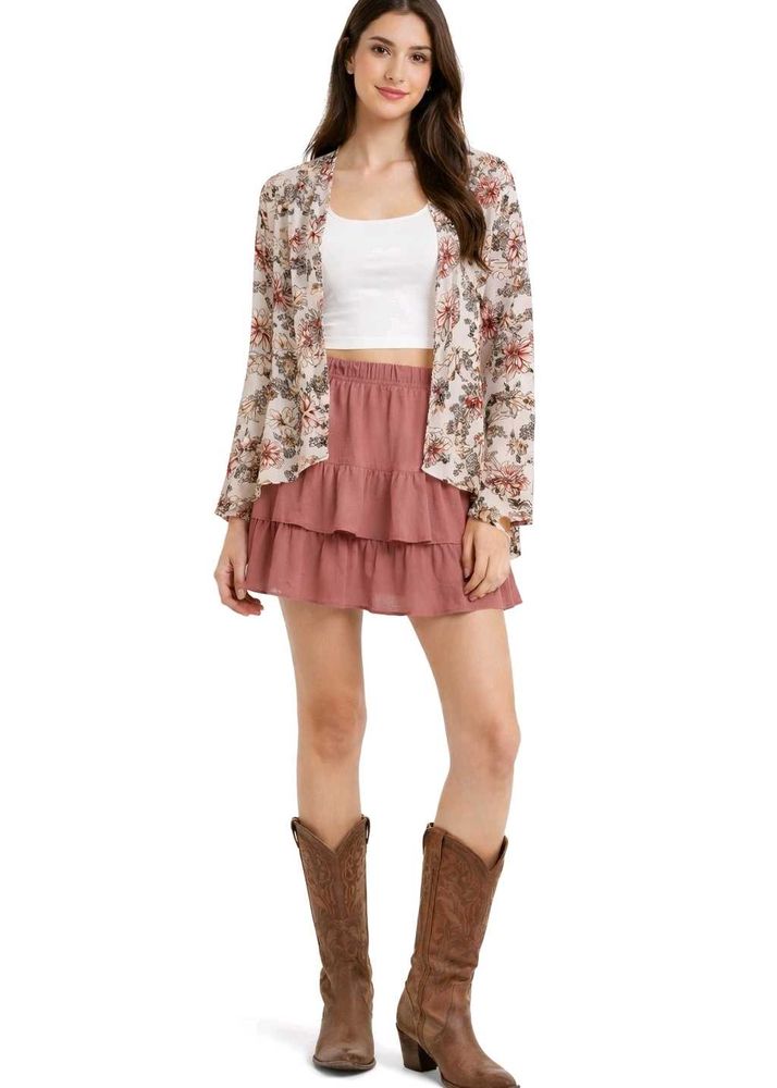 Floral Shrug with Lace neckline