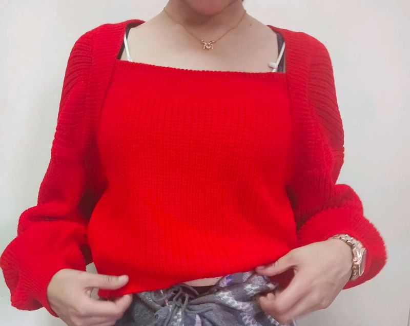 Red Square Neck Sweater