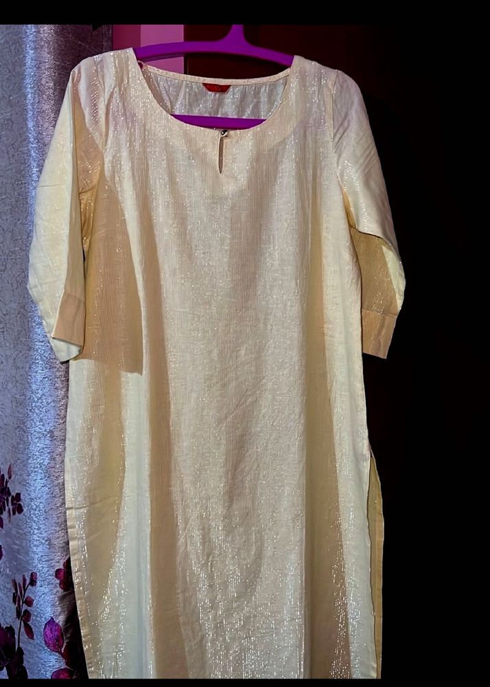 W YELLOW SHIMMER KURTA
