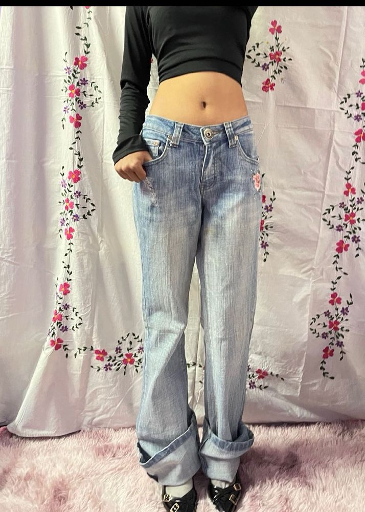 Y2K Floral Jeans low waist