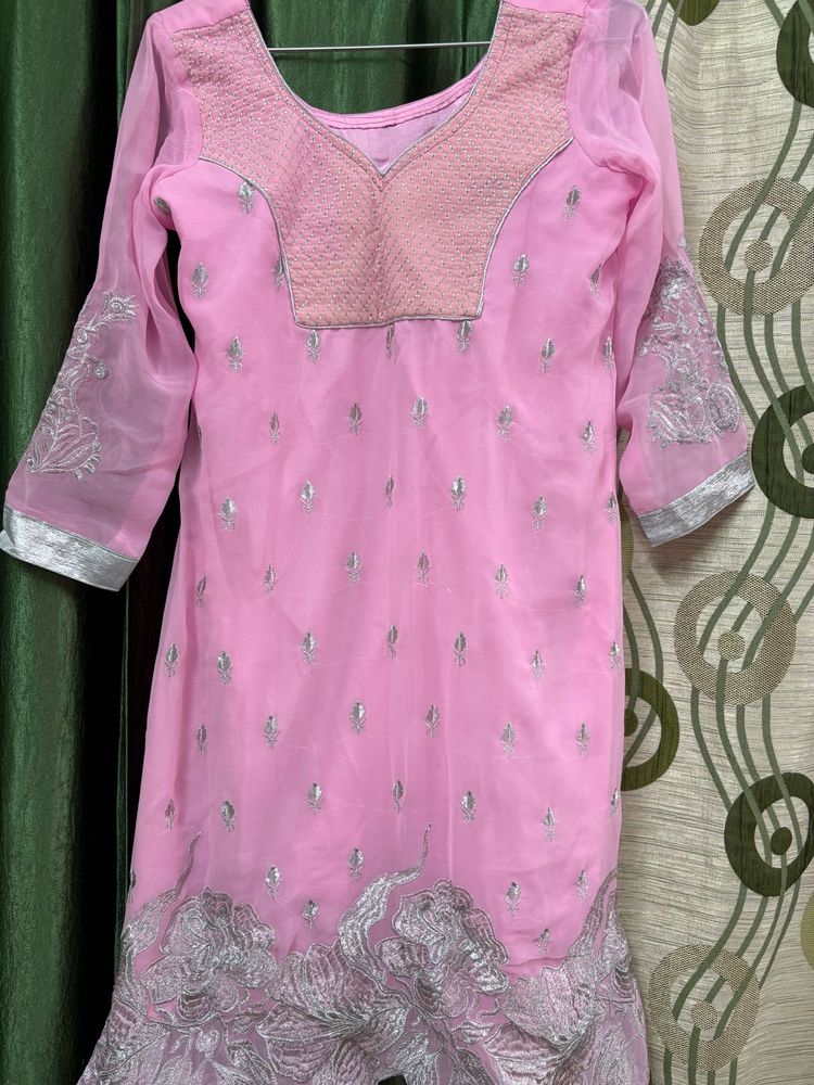 Pink Embroidered Kurta