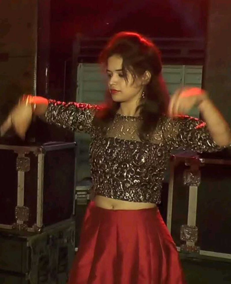 Sparkly Top &amp; Red Skirt Set