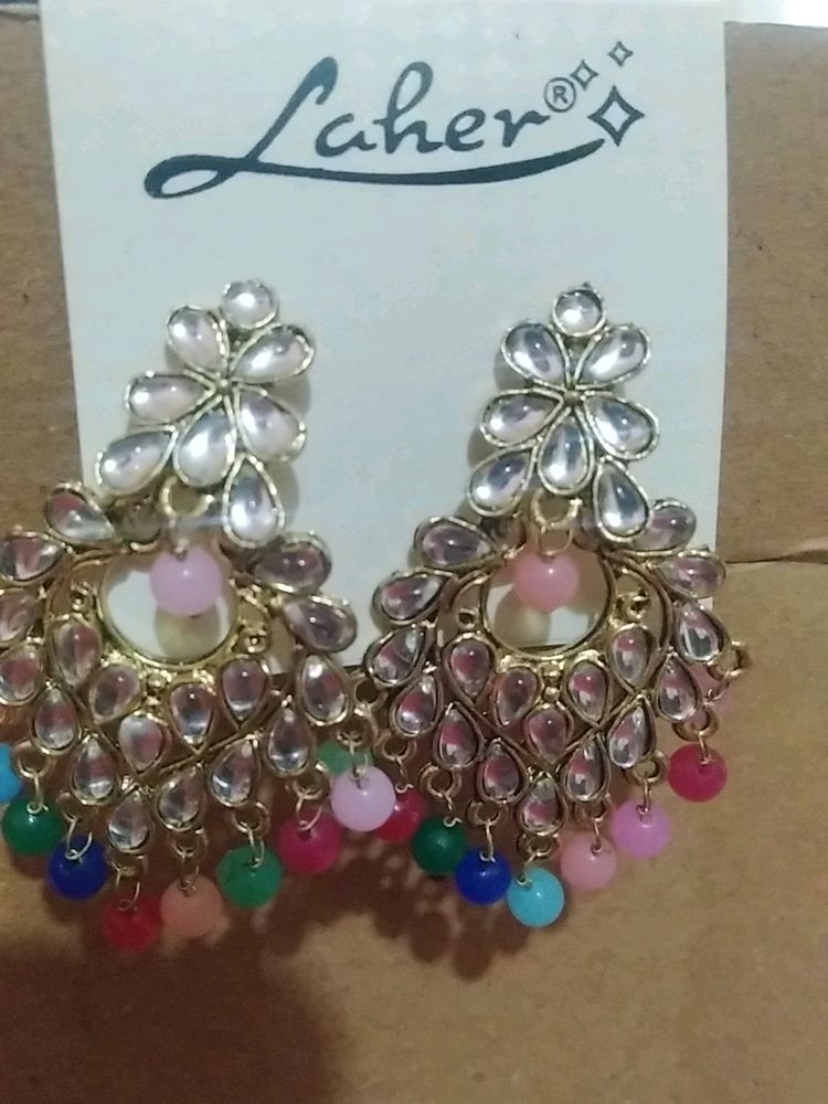 Beautiful ear rings multi colored with stones and