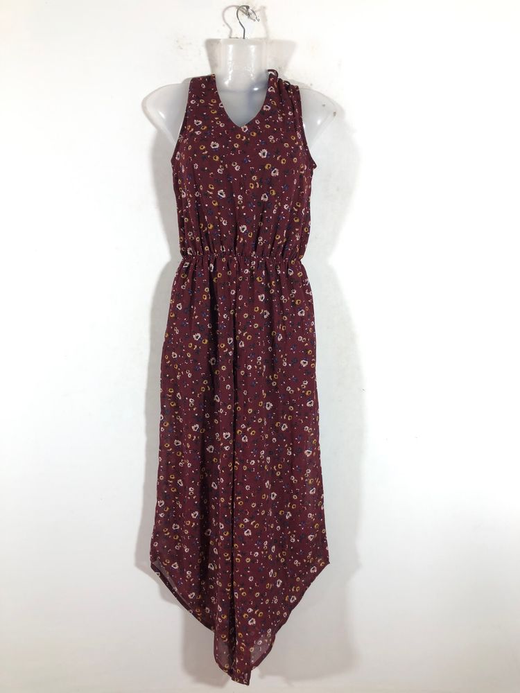 Maroon Floral Printed Jumpsuit (Women’s)