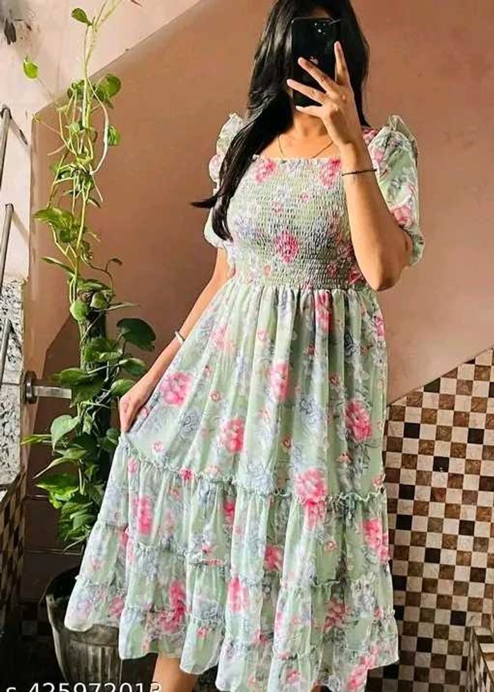 Floral Smocked Midi Dress