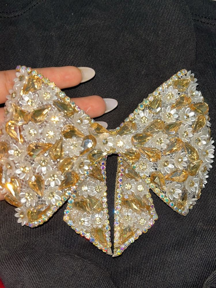 Beaded Bow Hair Clip