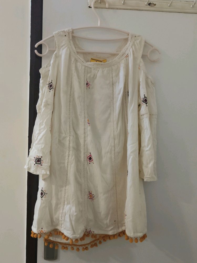 Off White Printed Top