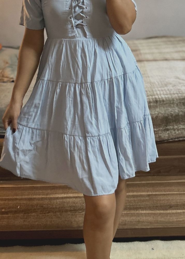 Cute Light Blue Tiered Dress