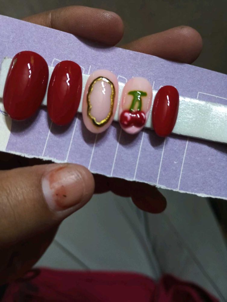 Press Ons With Chrome And Cherry 🍒art