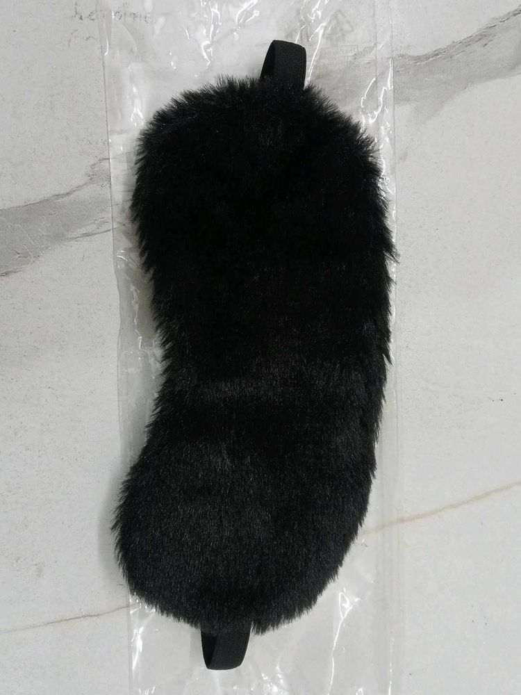Fuzzy Black Sleep Mask