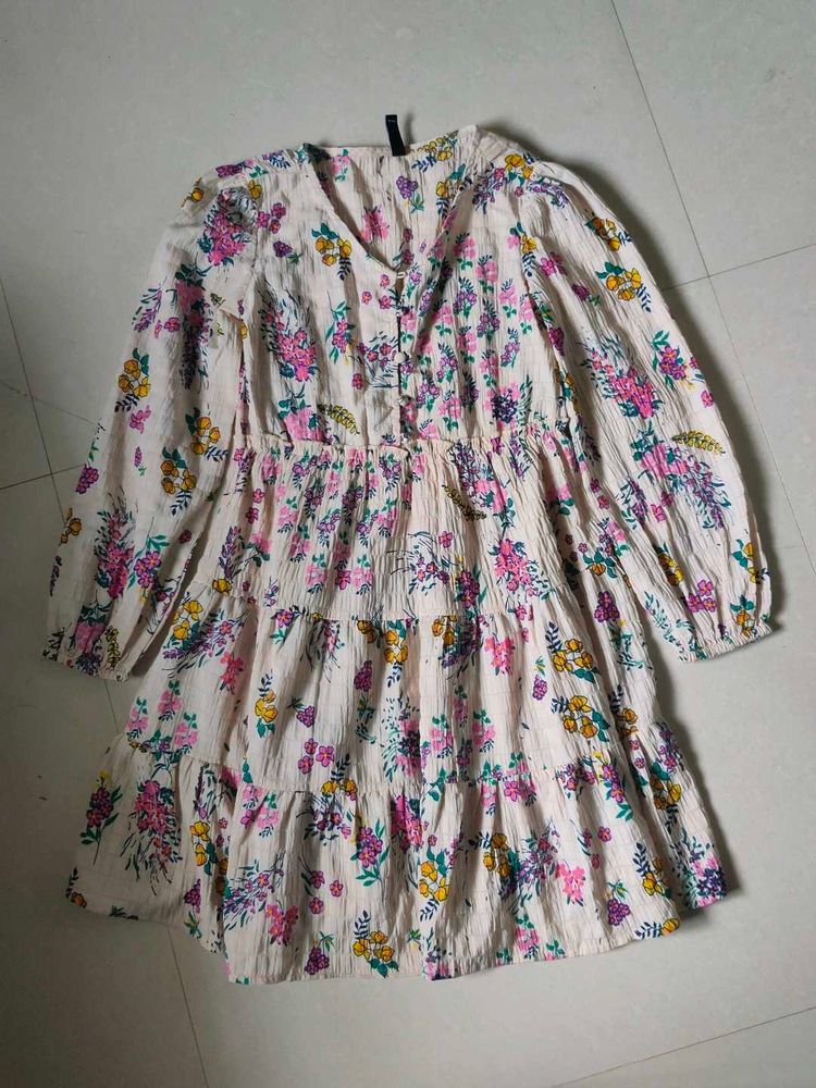Floral Print Tiered Mini Dress