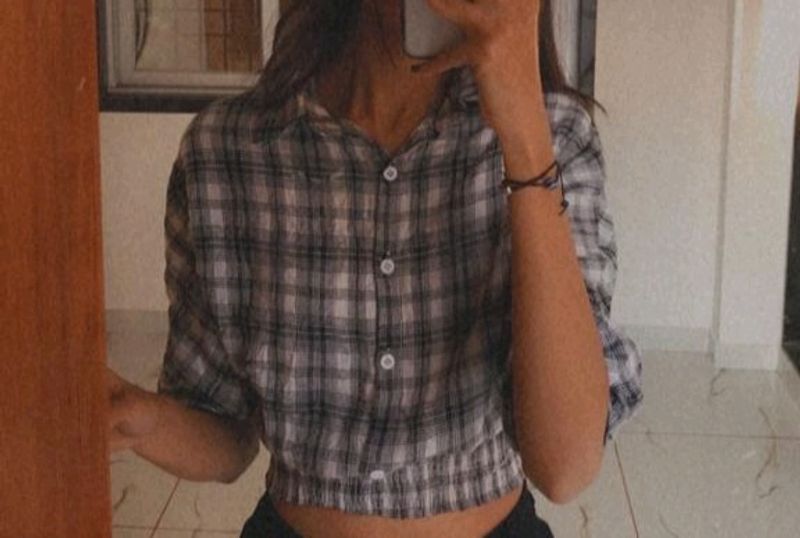 Black &amp; White Checks Shirt Top