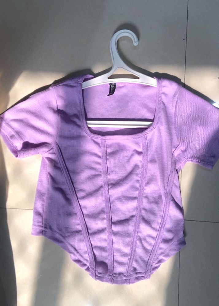 LAVENDER RIBBED CROP TOP💜