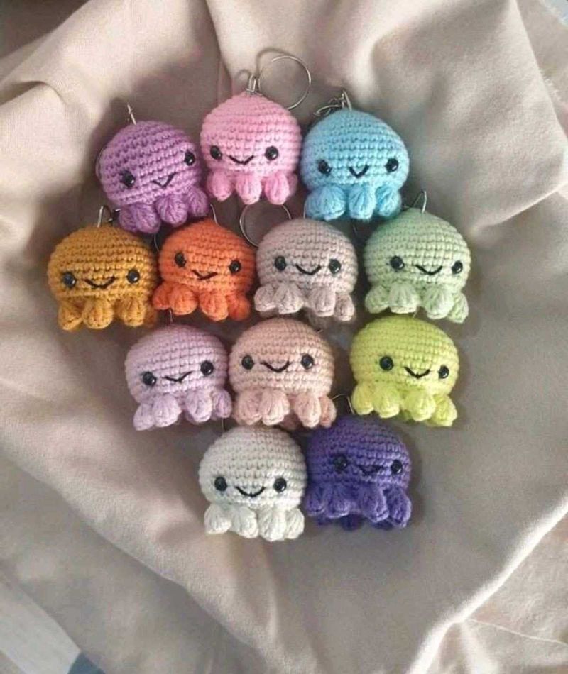 Cute Crochet Octopus Keychain