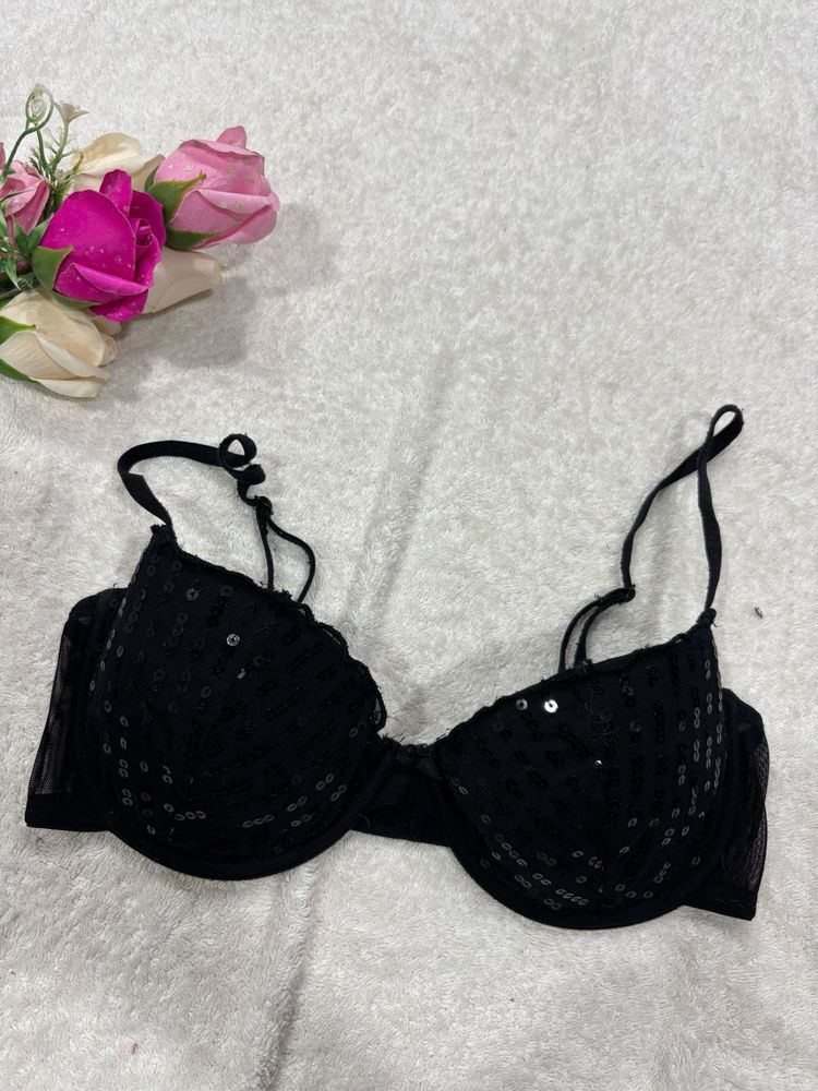 Black Sequin Bra