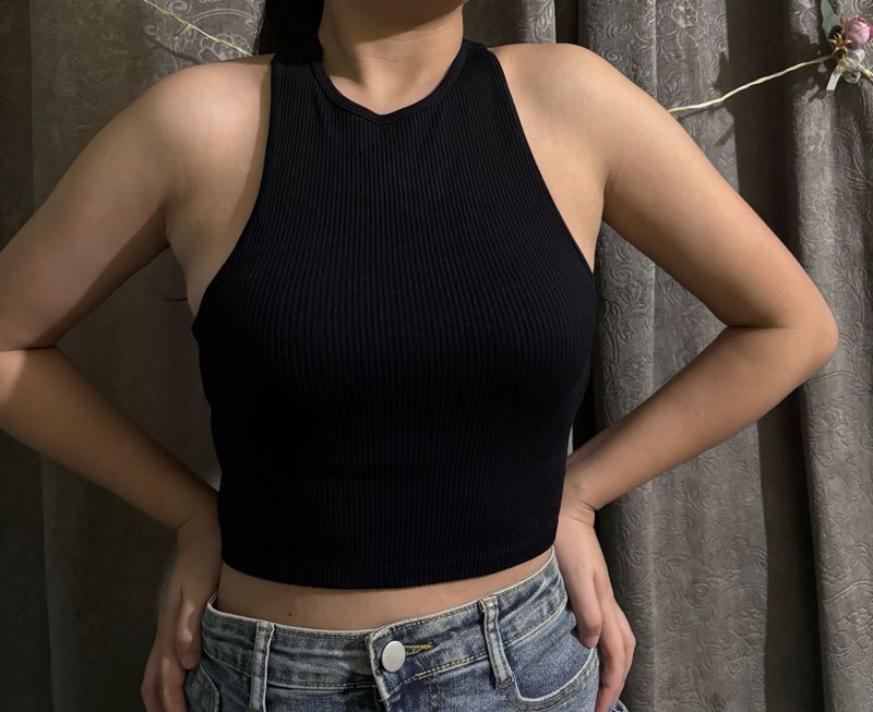 Black Ribbed Tank Top