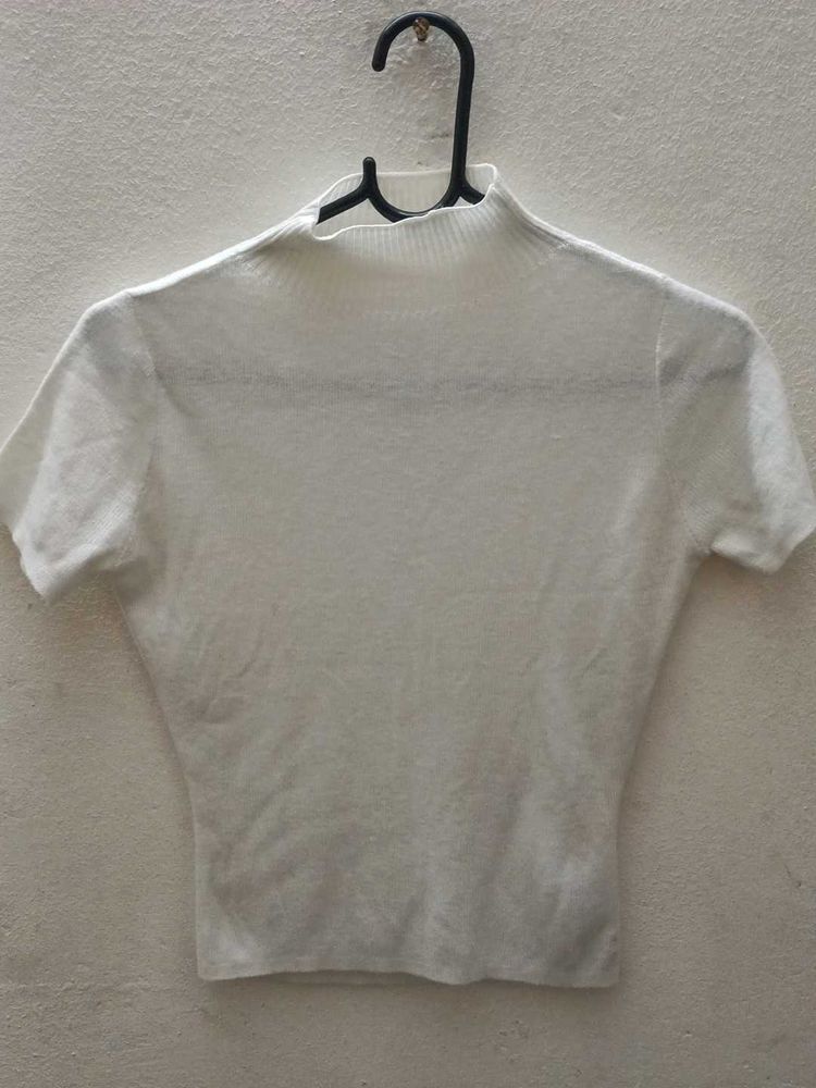 White Mock Neck Top