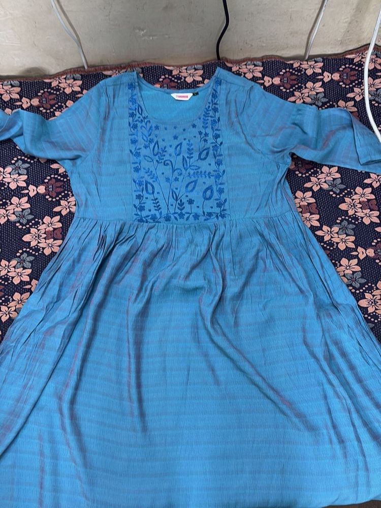 Blue Embroidered Dress