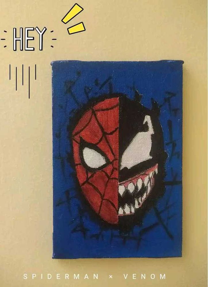 Spider-Man × Venom Mini Canvas Painting 🕷️🎨 |