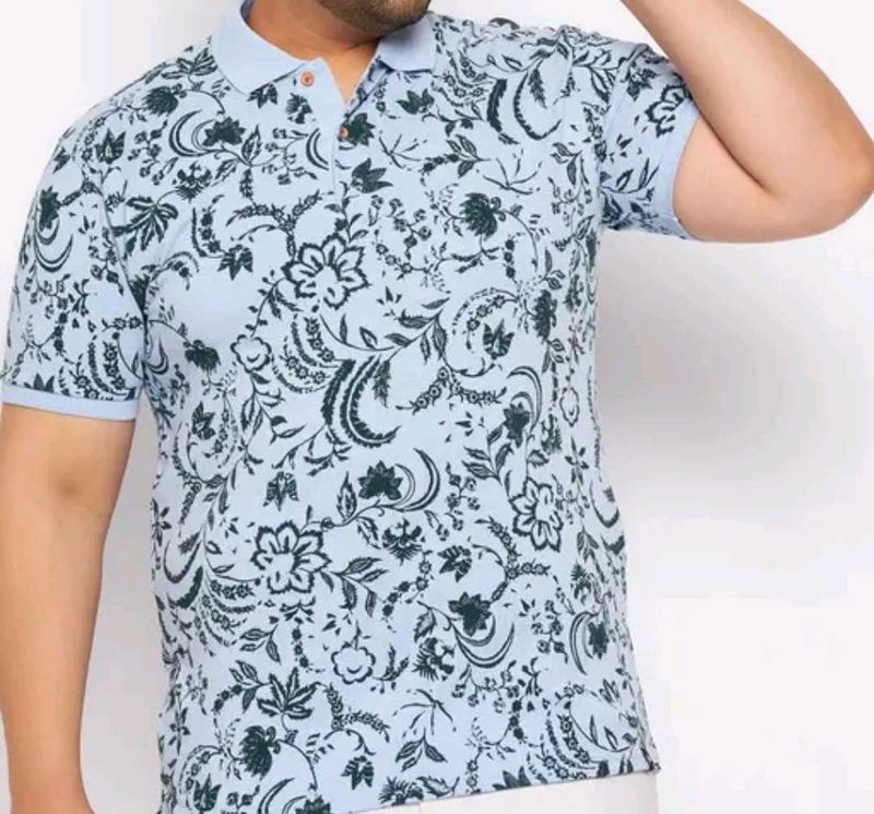 NU EARTH Men&#39;s Printed Polo Neck T-shirt