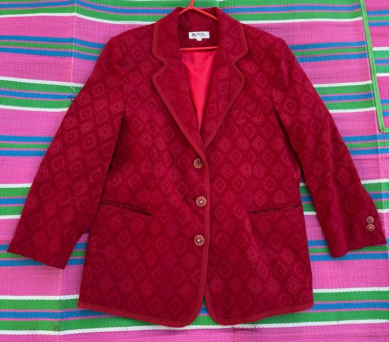 Red Patterned Blazer