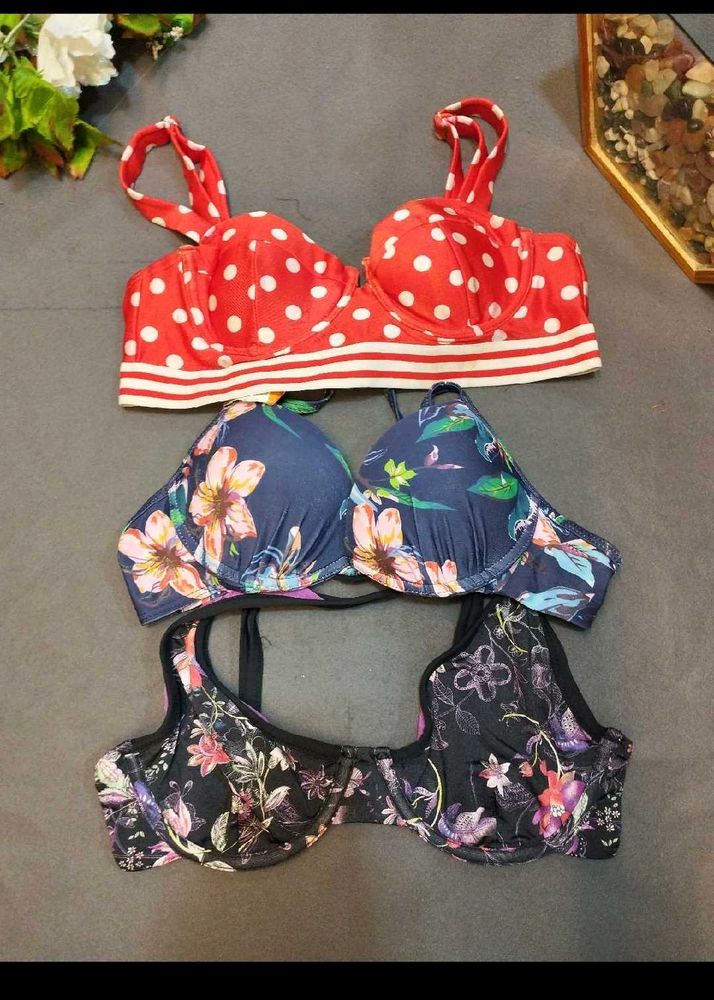 Floral &amp; Polka Dot Bras - Set of 3🌸