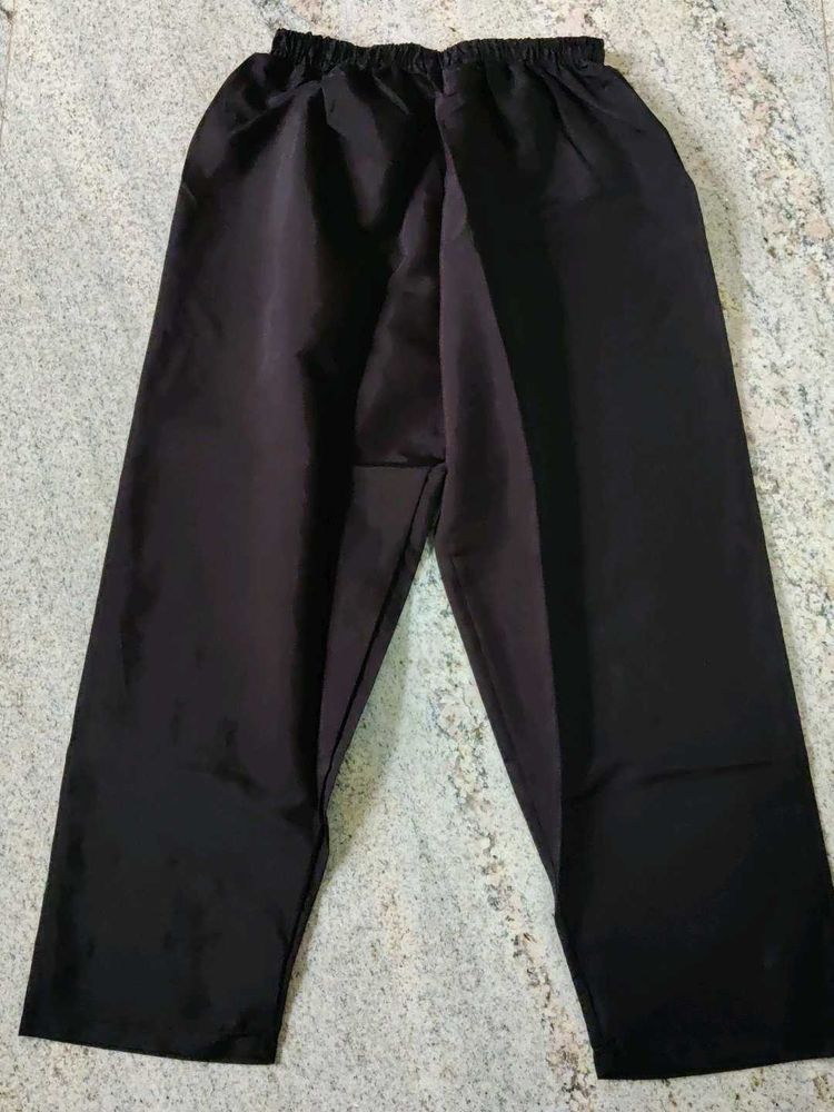 Black Casual Wide-Leg Pants