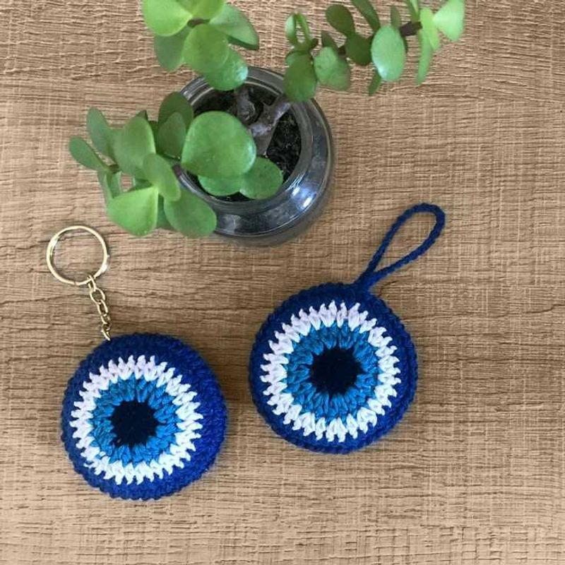 Combo Of Crochet Evil Eye Keychain