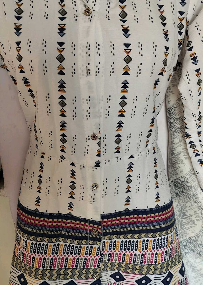 Geometric Print Button-Down Dress