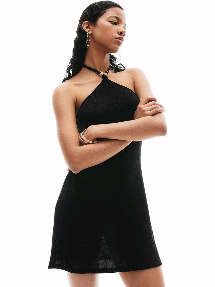 Black Halter Mini Dress