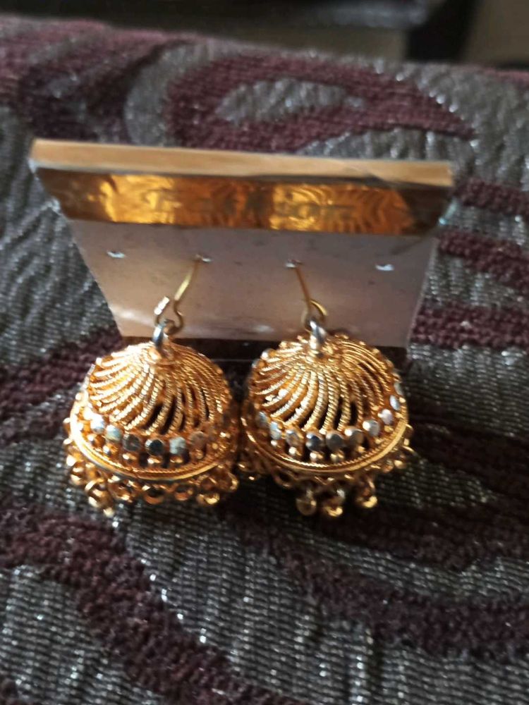 Gold Jhumka Earrings