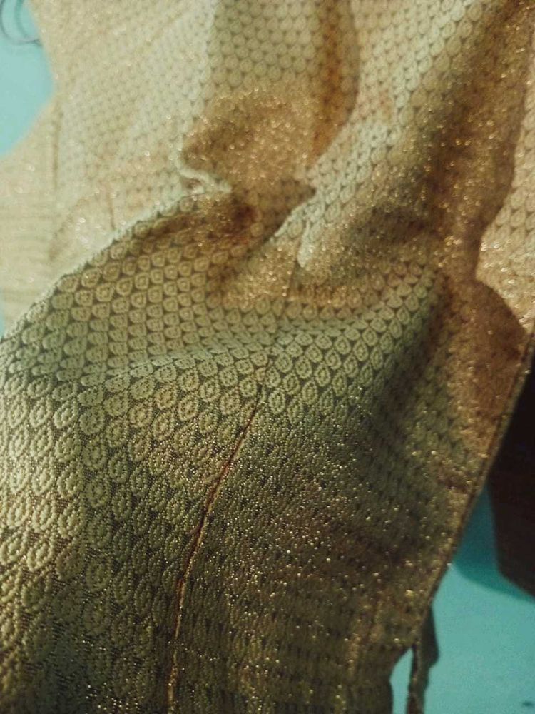 Golden Glittery  Cut Sleeve Blouse Or Crop Top ..