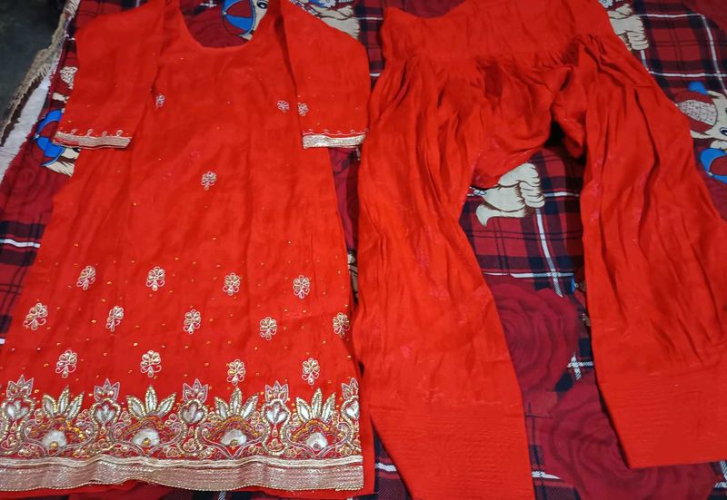 Wedding Bridal Red Embroidered Kurta Set